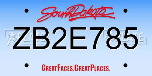 ZB2E785 South Dakota License Plate