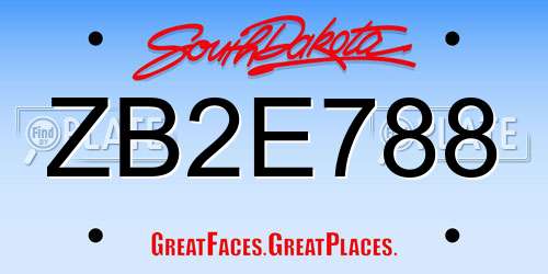 ZB2E788 South Dakota License Plate