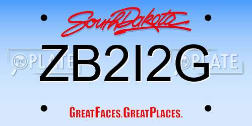 ZB2I2G South Dakota License Plate