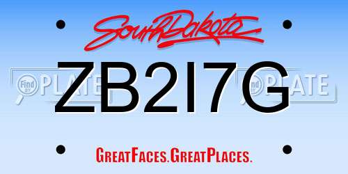 ZB2I7G South Dakota License Plate