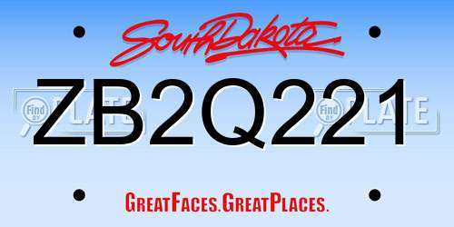 ZB2Q221 South Dakota License Plate