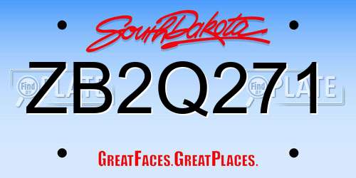 ZB2Q271 South Dakota License Plate