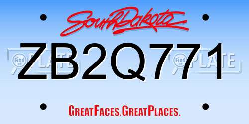 ZB2Q771 South Dakota License Plate