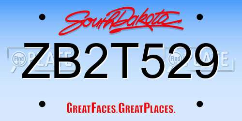 ZB2T529 South Dakota License Plate