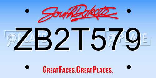 ZB2T579 South Dakota License Plate