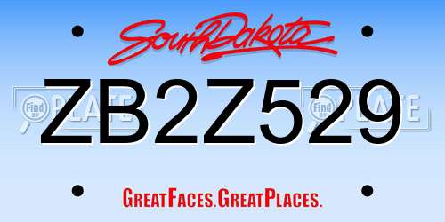 ZB2Z529 South Dakota License Plate
