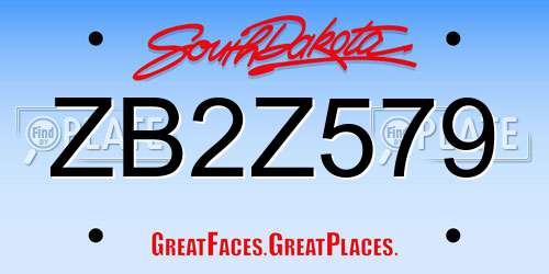 ZB2Z579 South Dakota License Plate