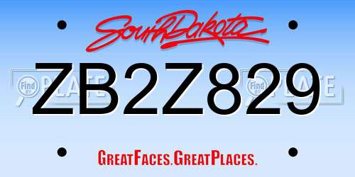 ZB2Z829 South Dakota License Plate