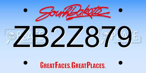 ZB2Z879 South Dakota License Plate