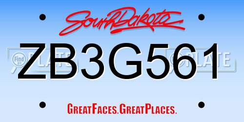 ZB3G561 South Dakota License Plate