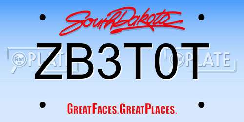 ZB3T0T South Dakota License Plate