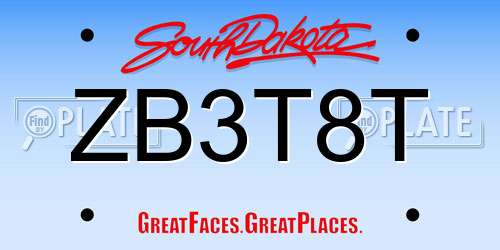 ZB3T8T South Dakota License Plate