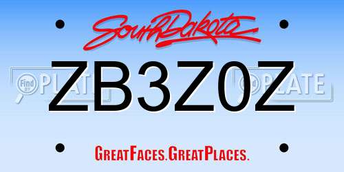 ZB3Z0Z South Dakota License Plate