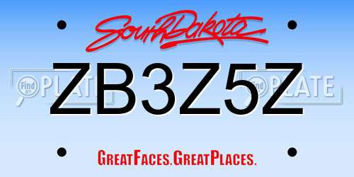 ZB3Z5Z South Dakota License Plate