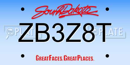 ZB3Z8T South Dakota License Plate
