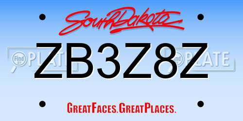 ZB3Z8Z South Dakota License Plate