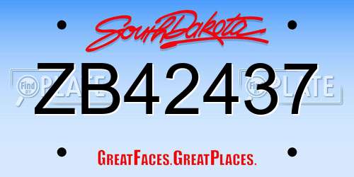 ZB42437 South Dakota License Plate