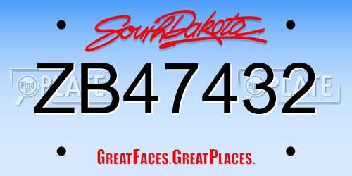 ZB47432 South Dakota License Plate
