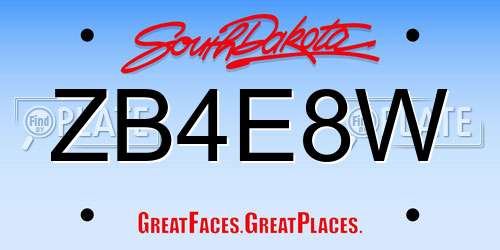 ZB4E8W South Dakota License Plate