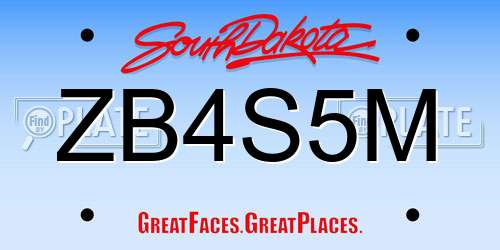 ZB4S5M South Dakota License Plate