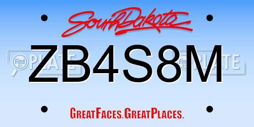 ZB4S8M South Dakota License Plate
