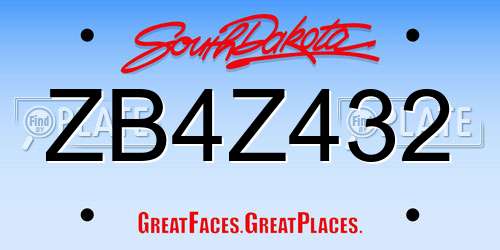 ZB4Z432 South Dakota License Plate