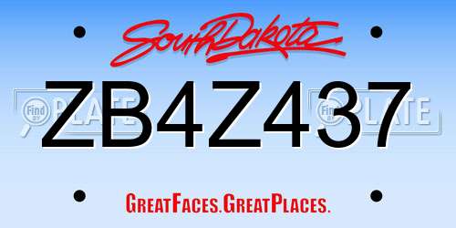 ZB4Z437 South Dakota License Plate