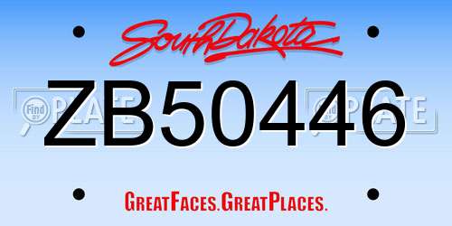 ZB50446 South Dakota License Plate