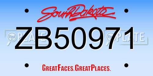 ZB50971 South Dakota License Plate