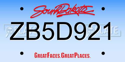 ZB5D921 South Dakota License Plate