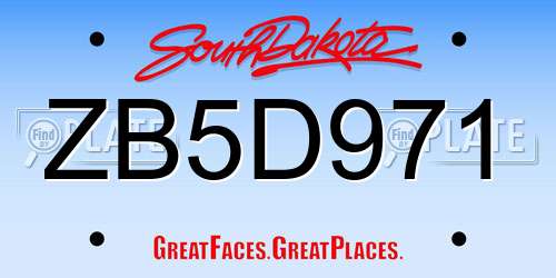 ZB5D971 South Dakota License Plate