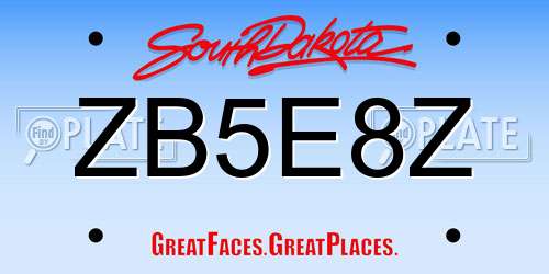 ZB5E8Z South Dakota License Plate