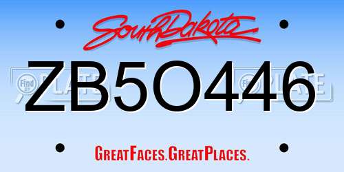 ZB5O446 South Dakota License Plate
