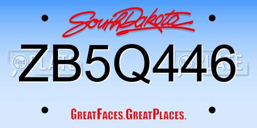 ZB5Q446 South Dakota License Plate