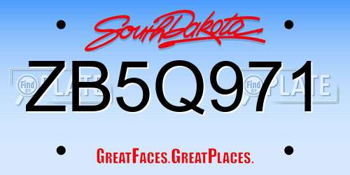 ZB5Q971 South Dakota License Plate