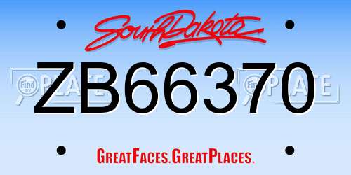 ZB66370 South Dakota License Plate