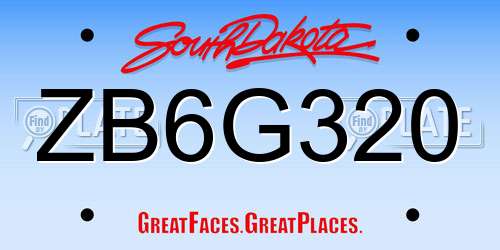 ZB6G320 South Dakota License Plate