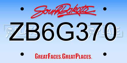 ZB6G370 South Dakota License Plate