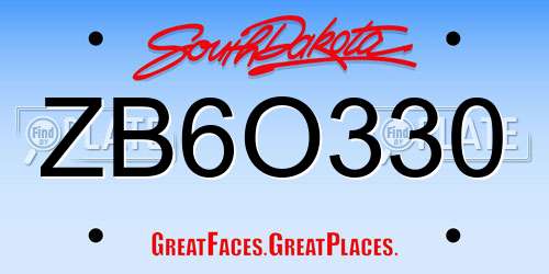 ZB6O330 South Dakota License Plate