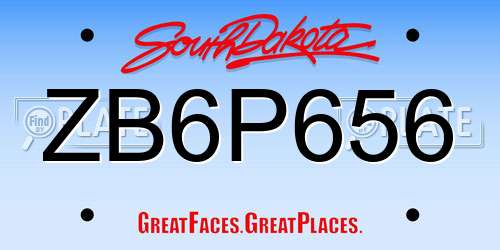 ZB6P656 South Dakota License Plate