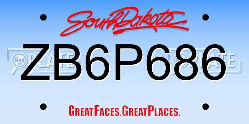 ZB6P686 South Dakota License Plate