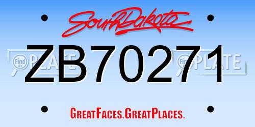 ZB70271 South Dakota License Plate