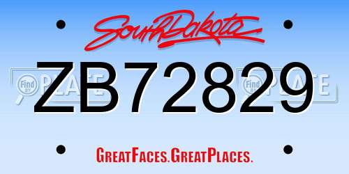 ZB72829 South Dakota License Plate