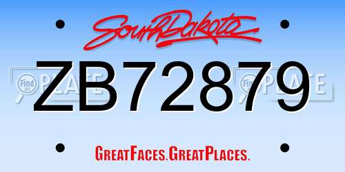 ZB72879 South Dakota License Plate