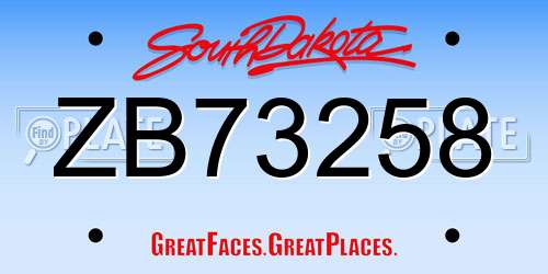 ZB73258 South Dakota License Plate