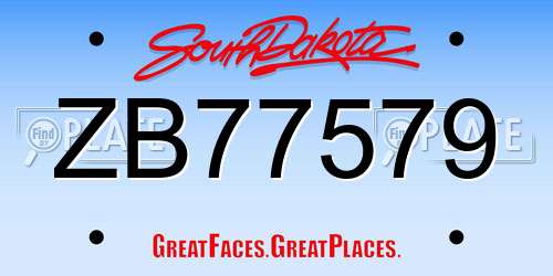 ZB77579 South Dakota License Plate