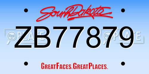 ZB77879 South Dakota License Plate