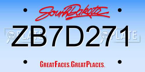 ZB7D271 South Dakota License Plate