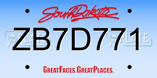 ZB7D771 South Dakota License Plate