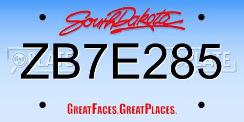 ZB7E285 South Dakota License Plate